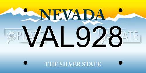 VAL928 Nevada License Plate