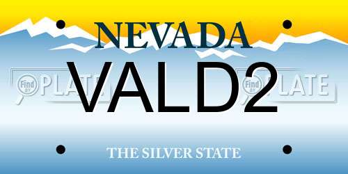 VALD2 Nevada License Plate