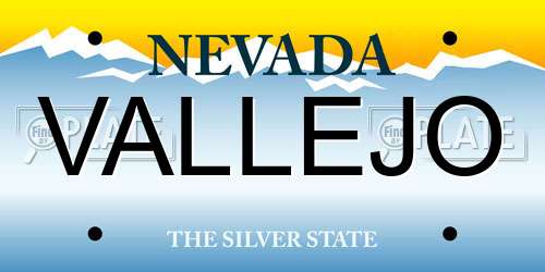 VALLEJO Nevada License Plate