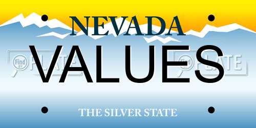 VALUES Nevada License Plate