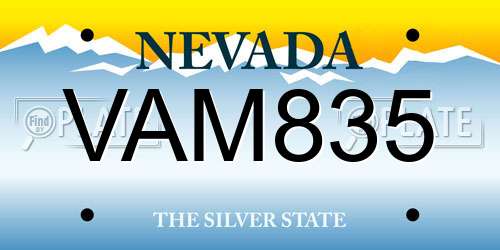 VAM835 Nevada License Plate