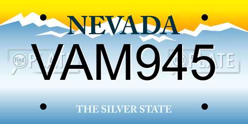 VAM945 Nevada License Plate