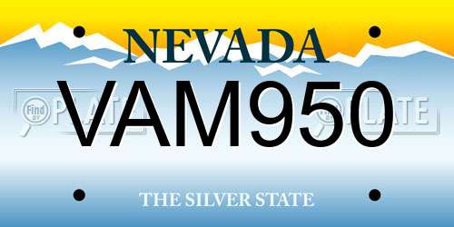 VAM950 Nevada License Plate