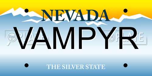 VAMPYR Nevada License Plate