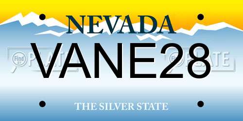 VANE28 Nevada License Plate