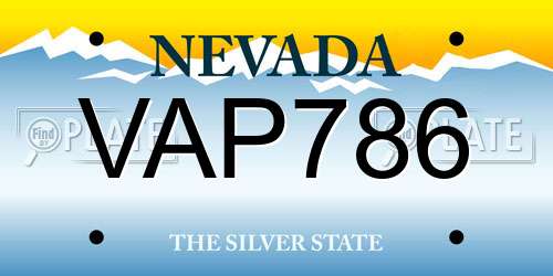 VAP786 Nevada License Plate