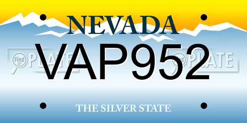 VAP952 Nevada License Plate