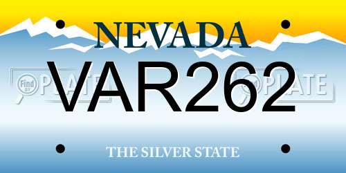 VAR262 Nevada License Plate
