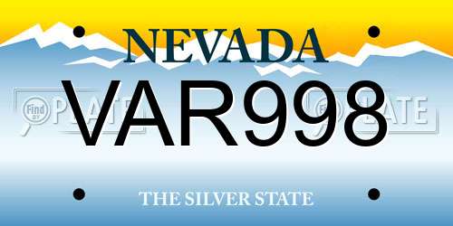 VAR998 Nevada License Plate
