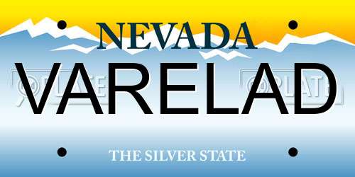 VARELAD Nevada License Plate