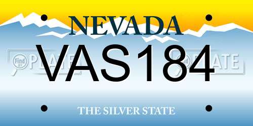 VAS184 Nevada License Plate