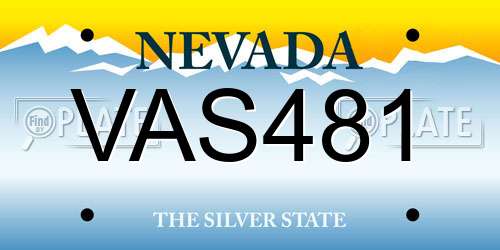 VAS481 Nevada License Plate