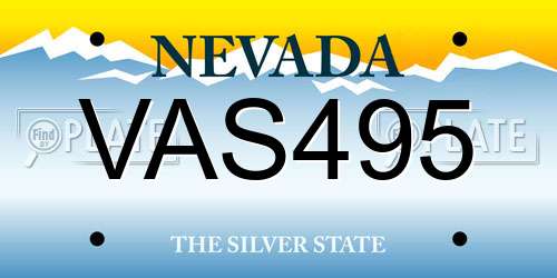 VAS495 Nevada License Plate