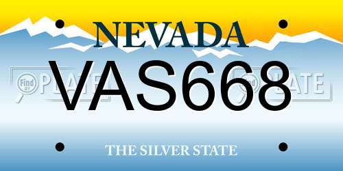 VAS668 Nevada License Plate