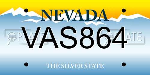 VAS864 Nevada License Plate