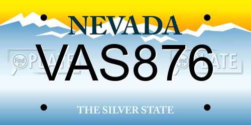 VAS876 Nevada License Plate