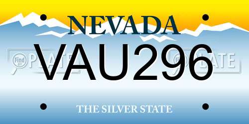 VAU296 Nevada License Plate