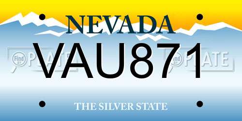 VAU871 Nevada License Plate