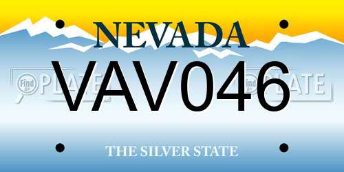VAV046 Nevada License Plate