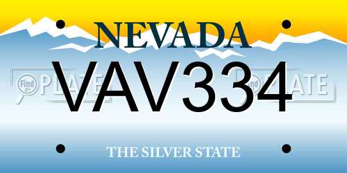 VAV334 Nevada License Plate