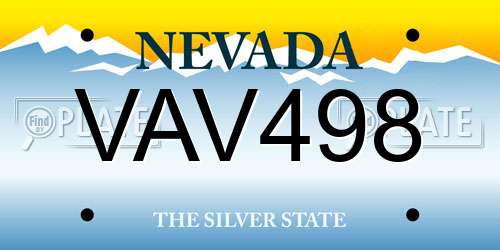 VAV498 Nevada License Plate