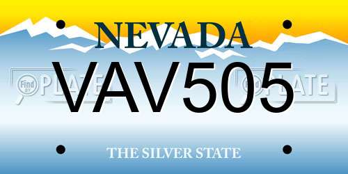 VAV505 Nevada License Plate