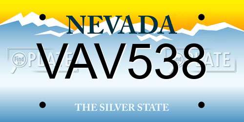 VAV538 Nevada License Plate