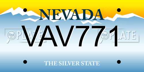 VAV771 Nevada License Plate