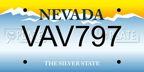 VAV797 Nevada License Plate