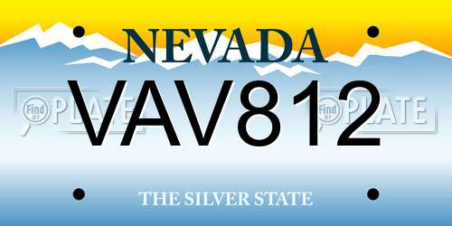 VAV812 Nevada License Plate