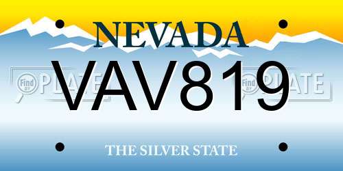 VAV819 Nevada License Plate