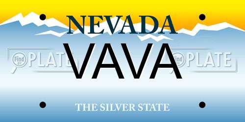 VAVA Nevada License Plate