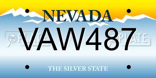 VAW487 Nevada License Plate