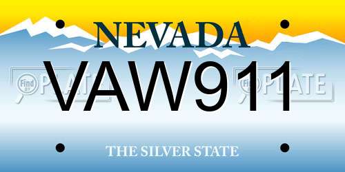 VAW911 Nevada License Plate