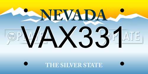 VAX331 Nevada License Plate
