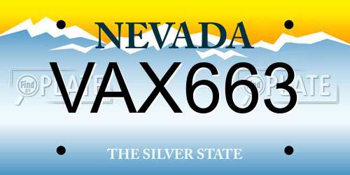 VAX663 Nevada License Plate