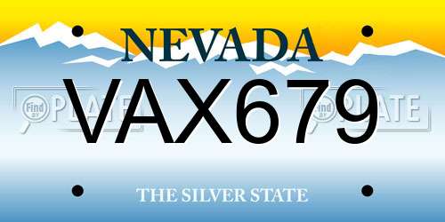 VAX679 Nevada License Plate