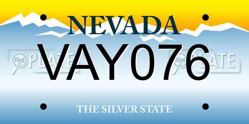 VAY076 Nevada License Plate