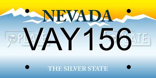 VAY156 Nevada License Plate