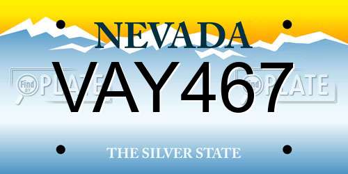 VAY467 Nevada License Plate