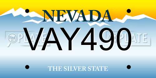VAY490 Nevada License Plate