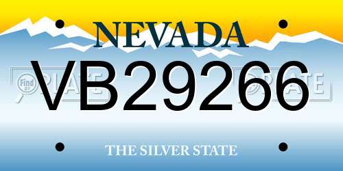 VB29266 Nevada License Plate