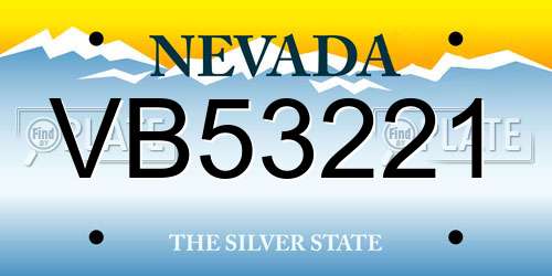 VB53221 Nevada License Plate