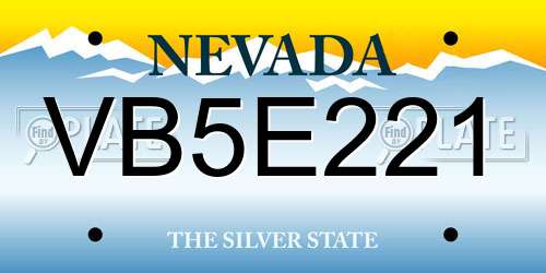VB5E221 Nevada License Plate