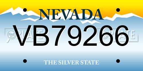 VB79266 Nevada License Plate