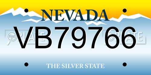VB79766 Nevada License Plate
