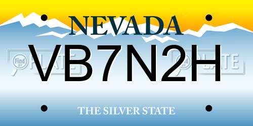 VB7N2H Nevada License Plate
