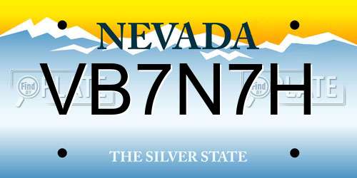 VB7N7H Nevada License Plate