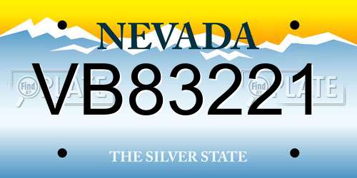 VB83221 Nevada License Plate