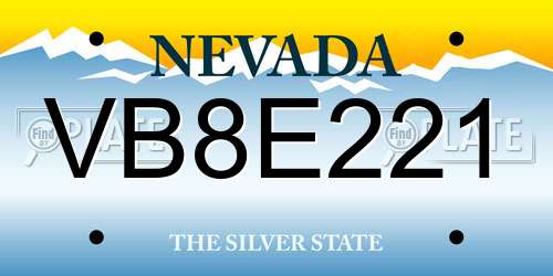 VB8E221 Nevada License Plate